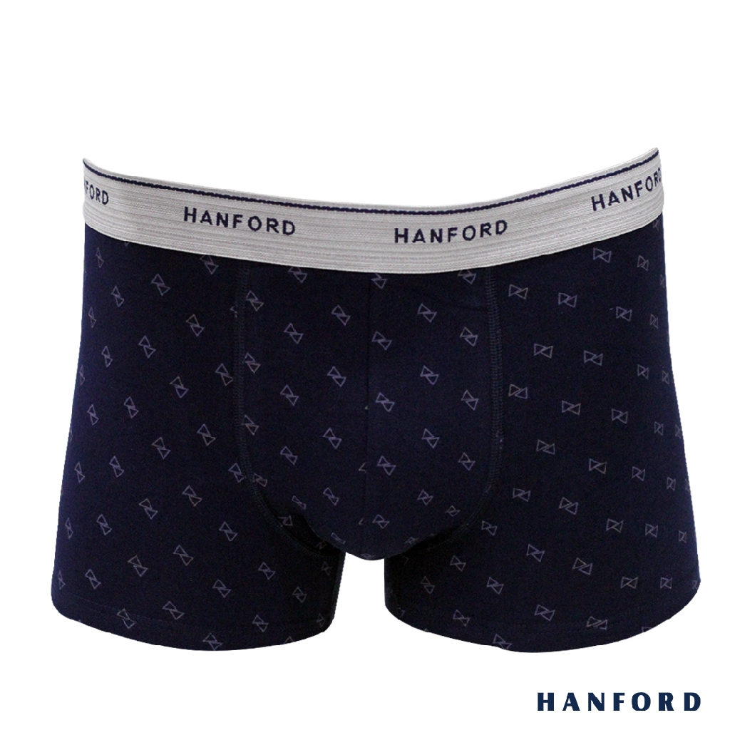 Hanford Mens Cotton w/ Spandex Boxer Briefs Trigo Print