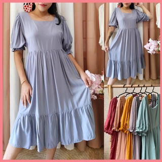 [M-XL] Rapunzel Korean Doll Dress with Puff Sleeves casual formal dress plus size Challis Fabric