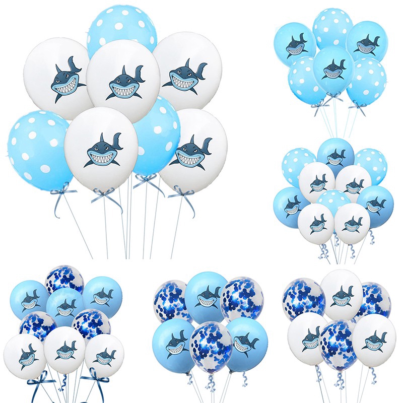 10pcs Shark Balloon Latex Confetti Balloons Birthday Party Baby Shower Decoryu 