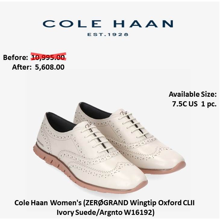 cole haan zerogrand ivory suede wingtip oxfords