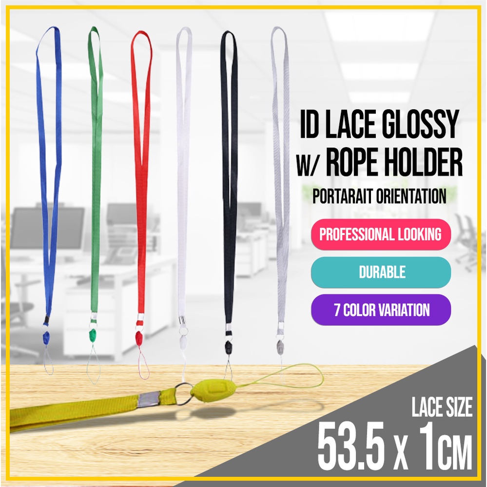 ID Lace Glossy with rope holder 53.5 x 1 cm Lanyard ID Holder | Shopee ...