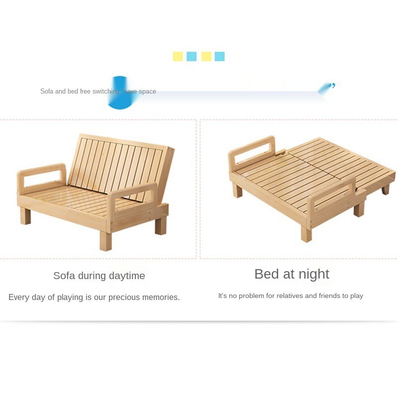 Solid Wood Sofa Bed Foldable Dual, Wooden Sofa Beds