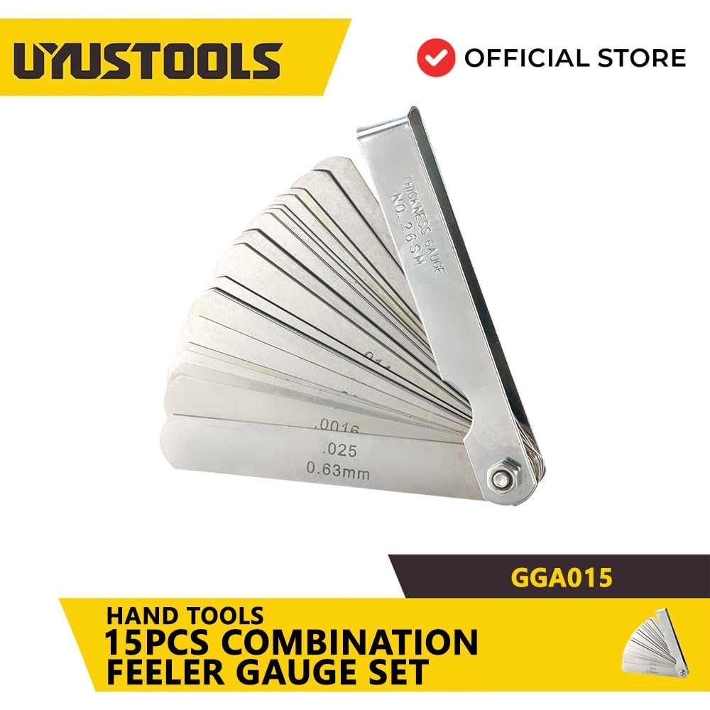 UYUSTOOLS GGA015 15Pcs Combination Feeler Gauge Set Combination Feeler