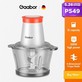 Gaabor Electrical Meat Grinder, 2L Capacity Multifunctional Food Mixer Household Chopper