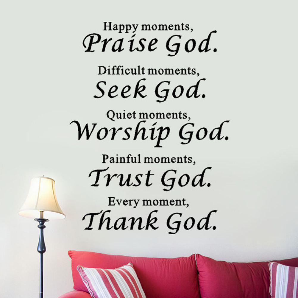 Bible Wall Stickers Home Decor Praise Seek Worship Trust Thank God Quotes Christian Bless Proverbs PVC Decals