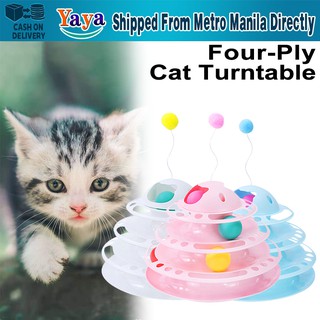 【Fast Delivery】Cat Toy Four-layer cat turntable interactive educational cat toy balls