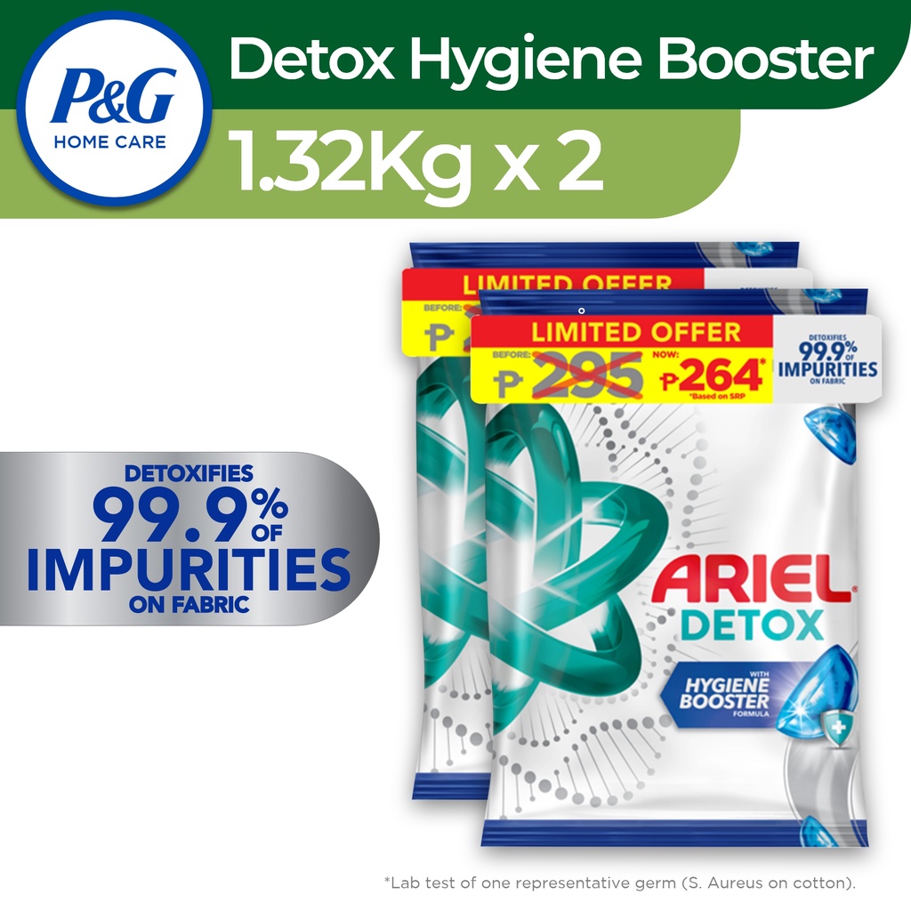 Ariel Detox Powder Detergent with Hygiene Booster 1.32kg x 2 (Laundry