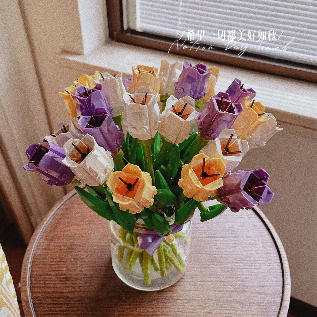 3 packs Compatible with Lego bricks Tulip series bouquets Immortal roses Valentine