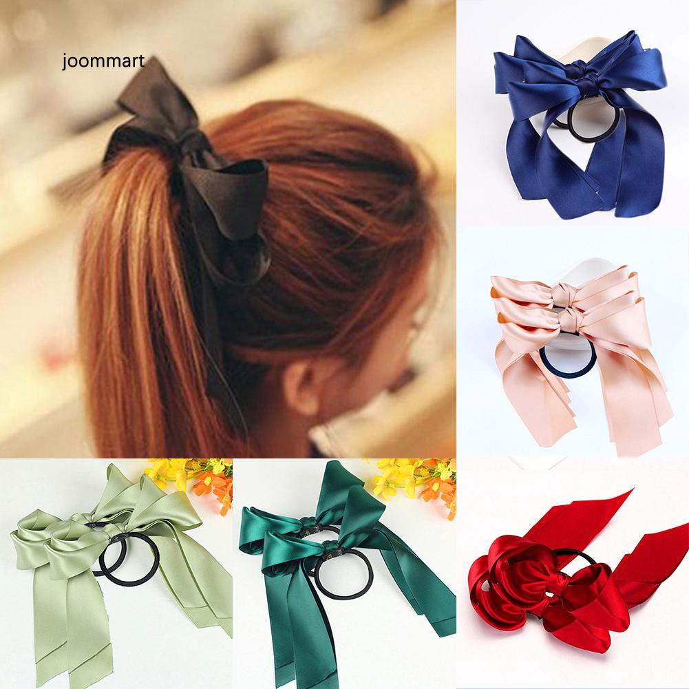 【JM】2 Pcs Ribbon Rope Bowknot Hair Ties Elastic Hair Band Girl Hair ...