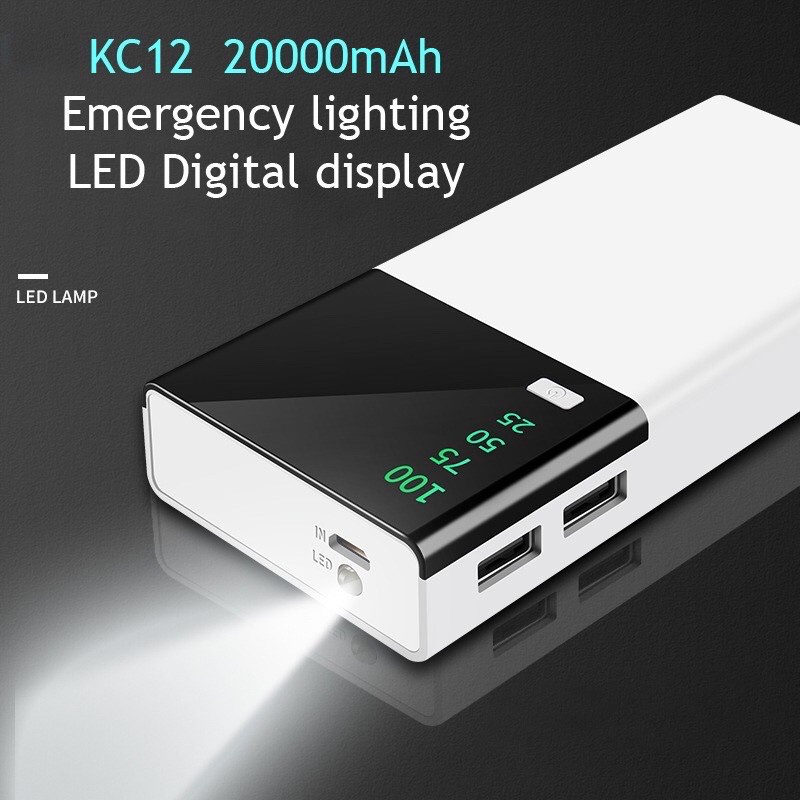 KC12 Powerbank KC 12 20000Mah 2USB With LED Digital Display With