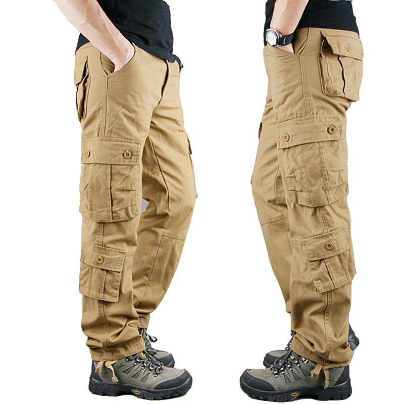 Mens Cargo Pants Khaki Military Men 