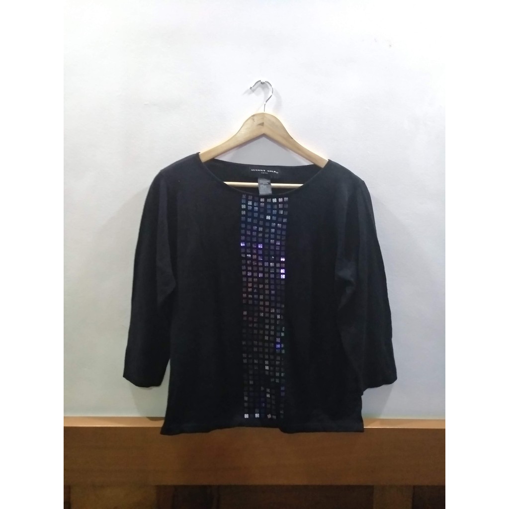 august silk black cardigan