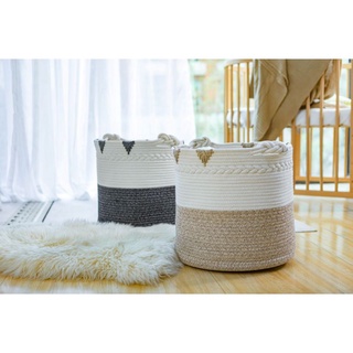 Woven Cotton Rope Basket - for Blankets, Toys, Towels, Clothes, Potted Plants #1