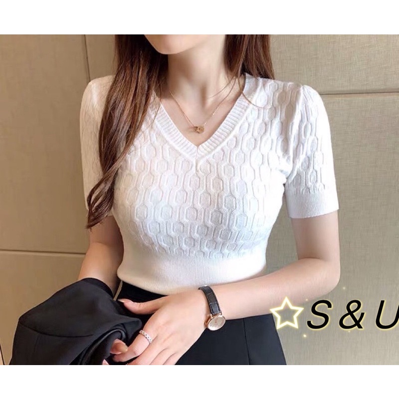 s-u-new-arrivals-women-s-causal-plain-v-neck-short-sleeve-knitted