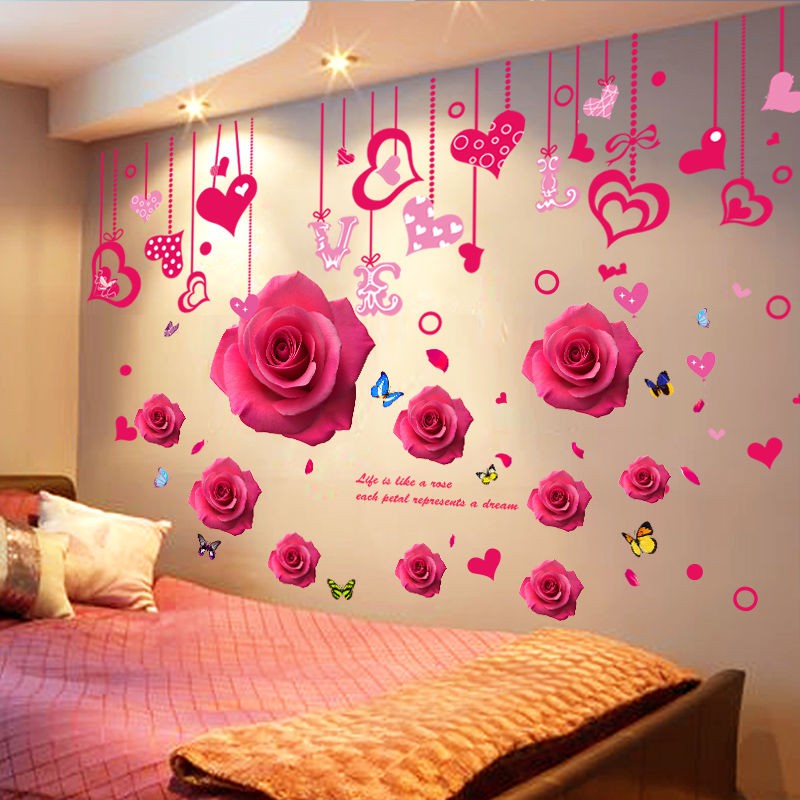 Romantic Room, Bedroom Warm Wall Stickers Dormitory Wallpaper Self-adhesive  European Stickers Living | Shopee Philippines