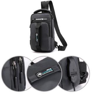 BHK USB Charging Chest Bag Men Anti-theft Sling Shoulder Bag Waterproof Messenger Bag #8