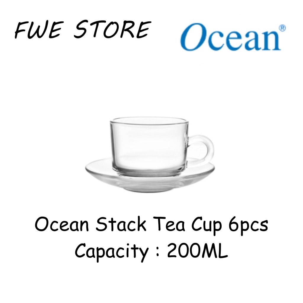 Ocean Glassware 1P00340 7OZ Stack Tea Cup Set of 6pcs 200ML Shopee