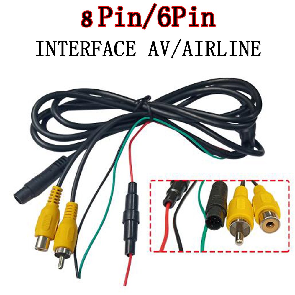 7inch Car Monitor Power Cable, 8Pin Connector, 6Pin Metal Connector