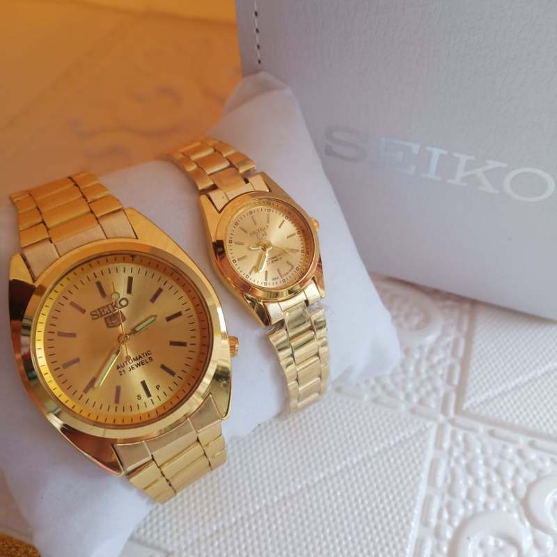 Buy 1 Take 1 SEIKO 5 Waterproof Pawnable Couple Watch 18K Gold Watch for  Women and Men Wedding Watch | Shopee Philippines