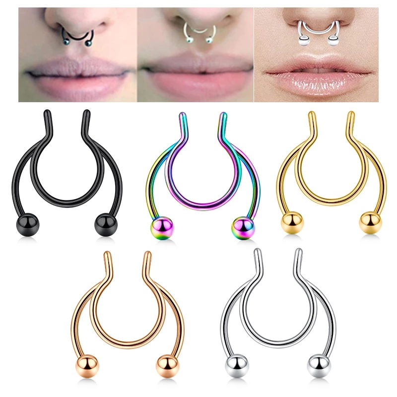 1Pc Unisex Fashion Magnetic Stainless Steel Nose Ring / Fake Piercing ...