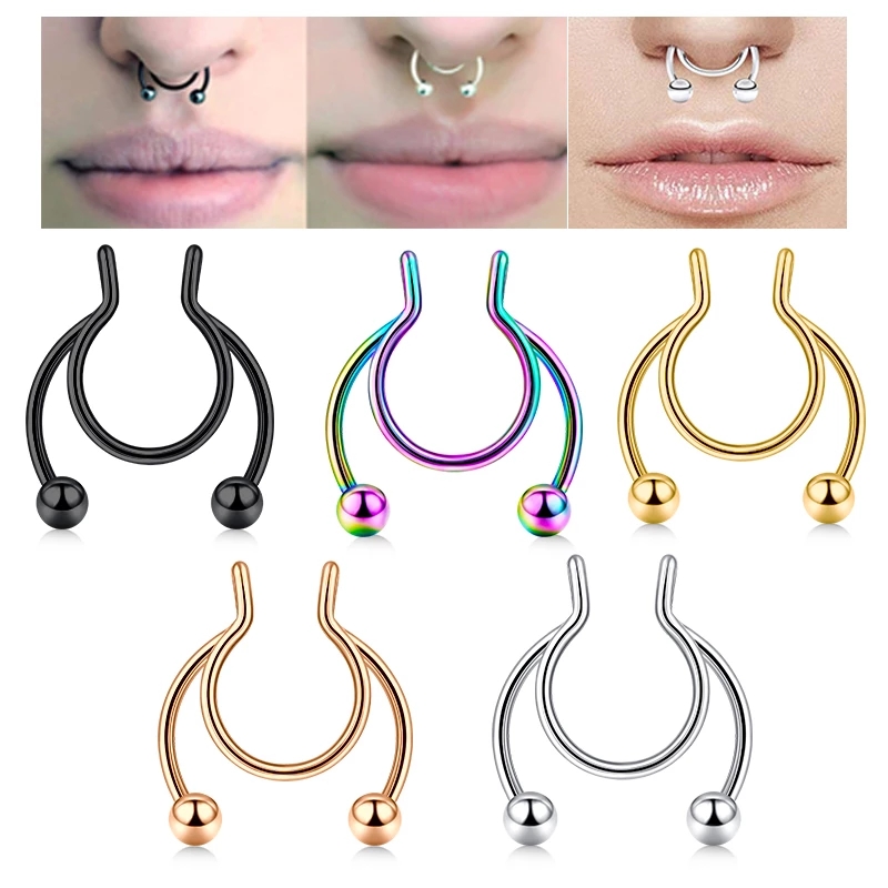 1Pc Unisex Fashion Stainless Steel Nose Ring / Fake Piercing