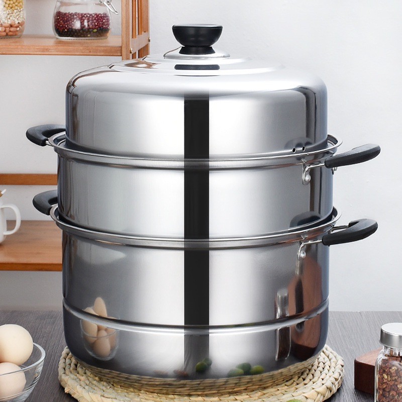 3 Layer Steamer 32cm/30cm/28cm Stainless Steel cooking pots cookware steam high quality COD 28cm