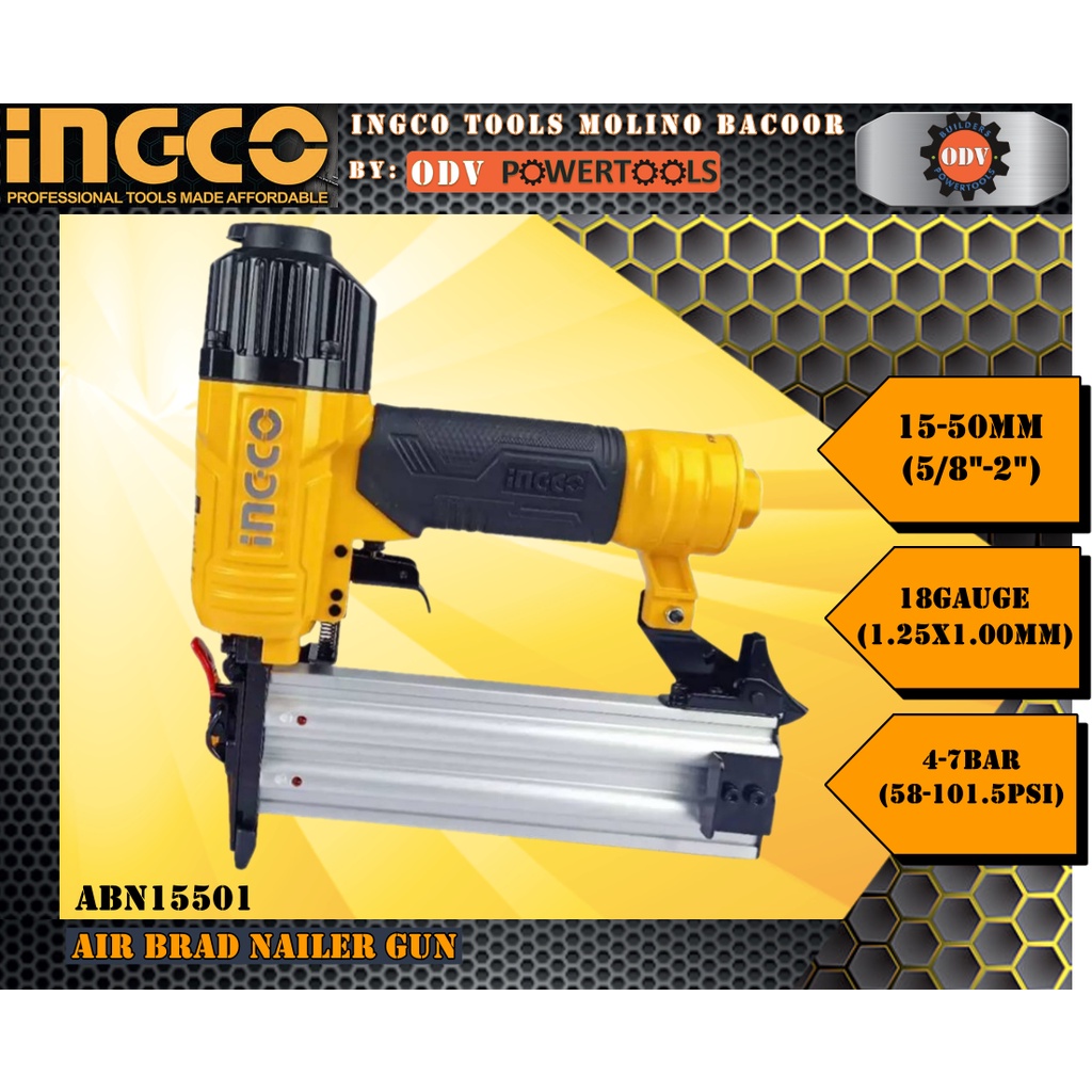 Ingco Abn Air Brad Nailer Gun Mm Odv Powertools Shopee Philippines