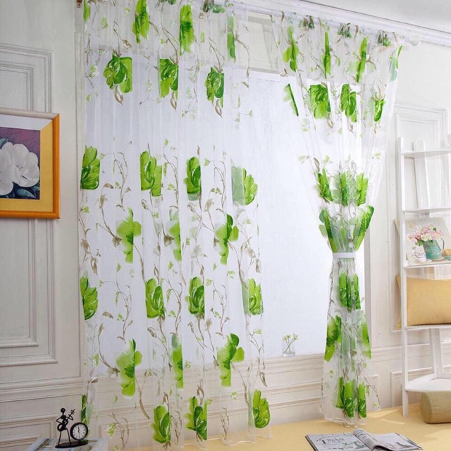 Flower Semi Sheer Curtain Floral Window Door Curtains Panel Shopee Philippines