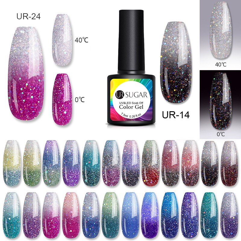 UR SUGAR 7.5ML Thermal Change Gel Nail Polish Glitter Color Changing