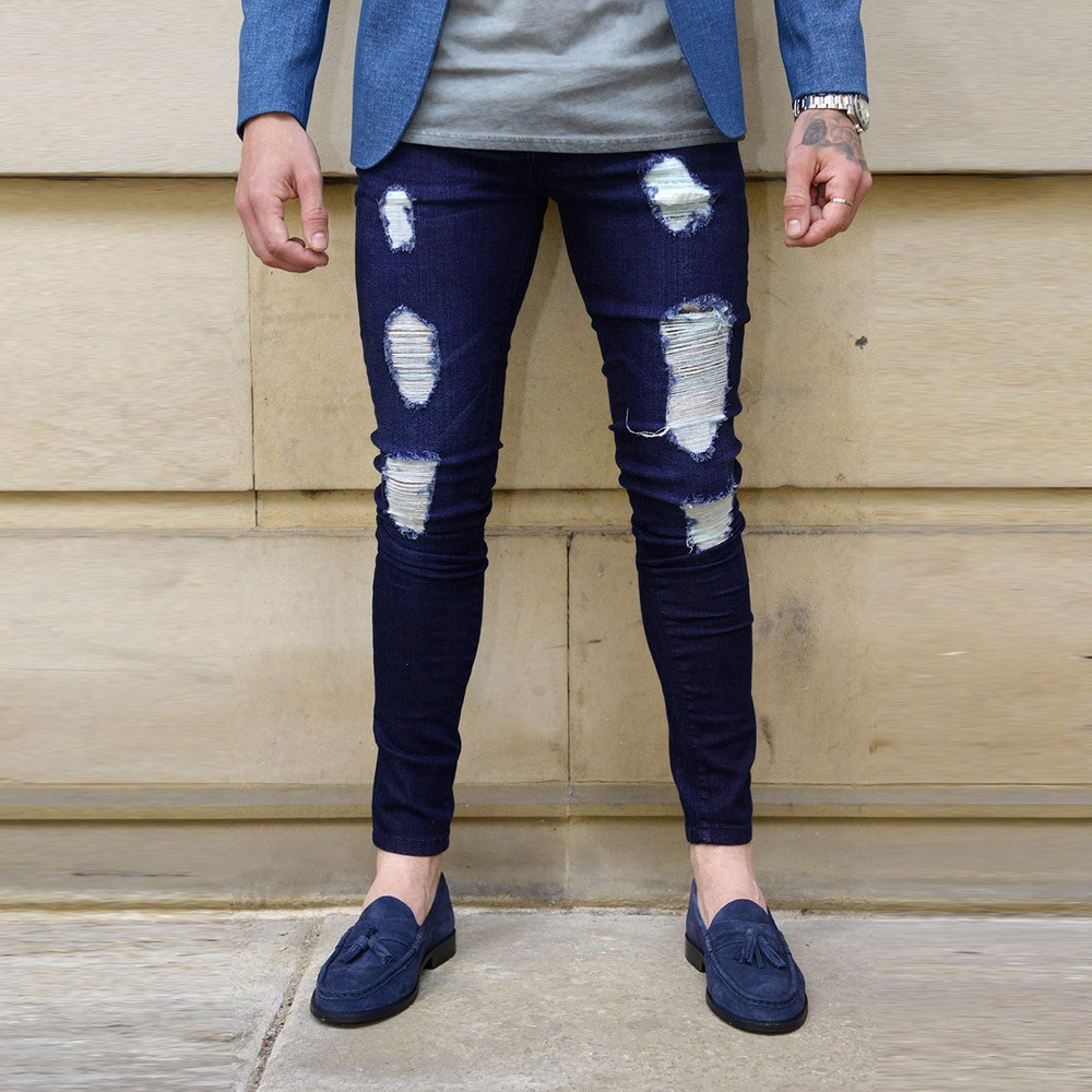 ripped repaired jeans mens