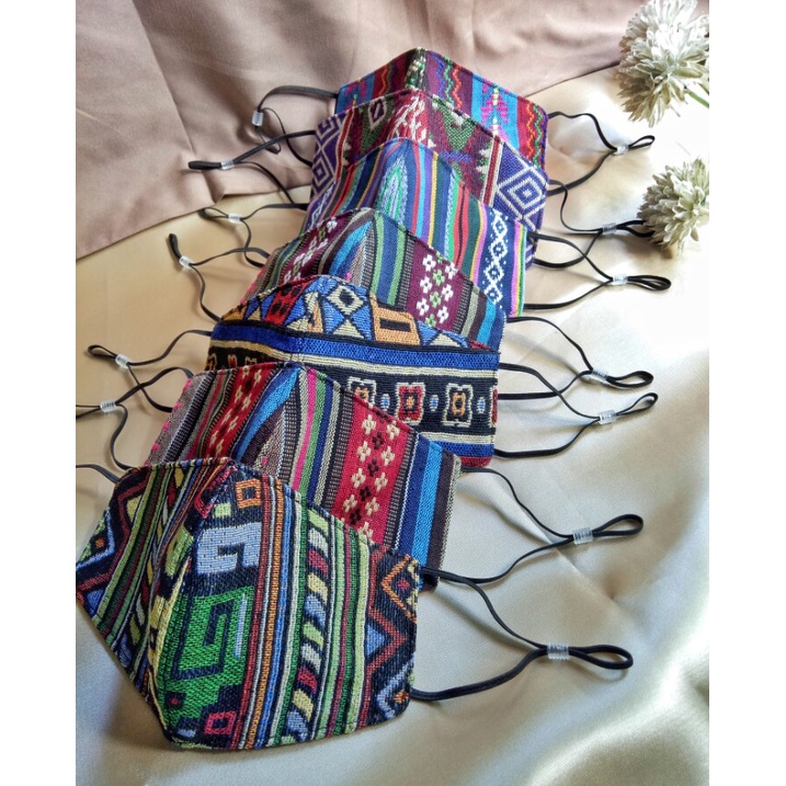 Ethnic face mask 3 ply Igorot woven fabric batik designs native mask