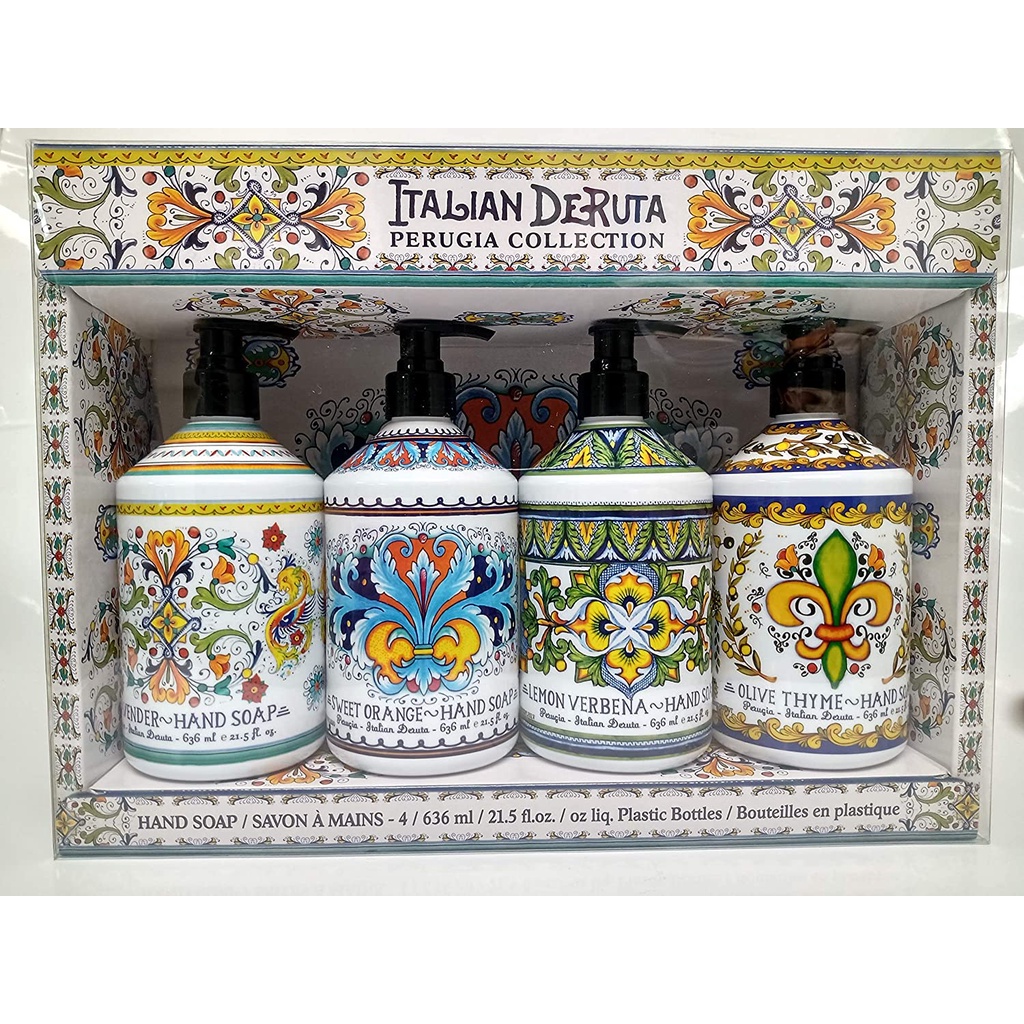 Combo Set 4, Italian Deruta Hand Soap Collection 21.5 FL OZ Each