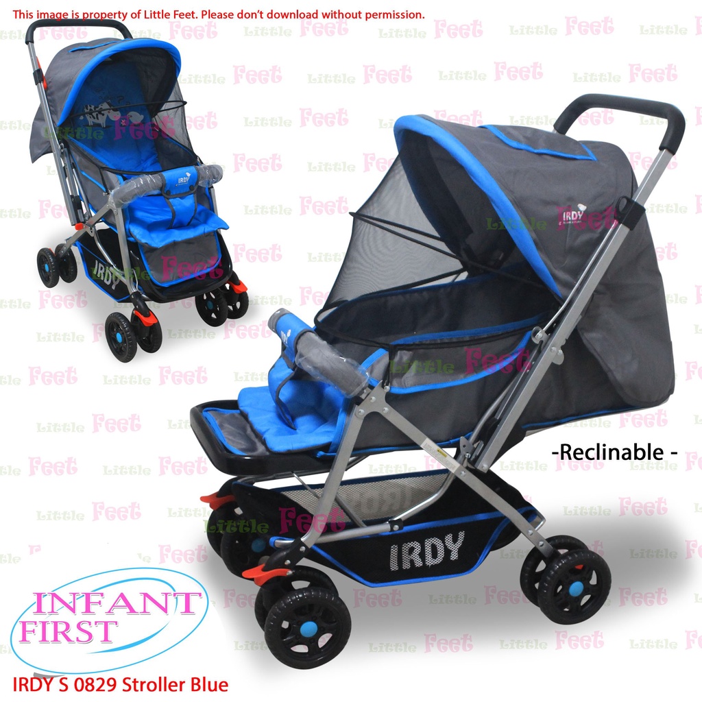 IRDY S829 Stroller Blue ( Reversible handle, Reclinable seat, Rubber Wheels ) Shopee Philippines