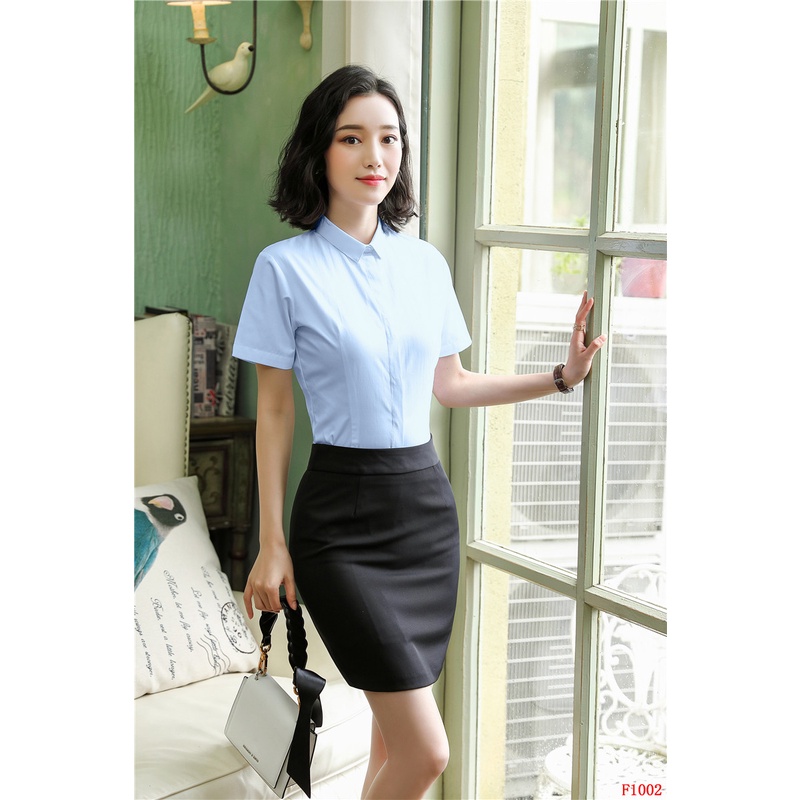 women's office uniform blouse and skirt