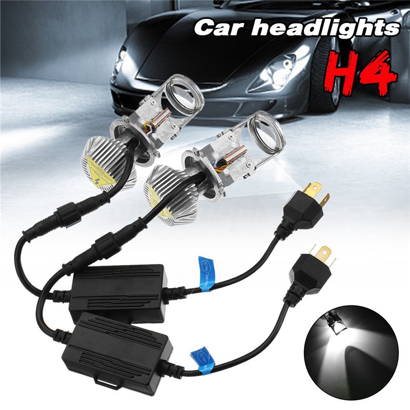 2pcs Headlight 60W Mini H4 LED Projector Len Car//Motorcycle Lamp 6000k w//Drivers