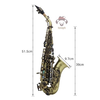 [Topiph]Vintage Style Bb Soprano Saxophone Sax Brass Material Woodwind Instrument with Carry Case Gloves Cleaning Cloth Brush Sax Strap Mouthpiece Brush #7