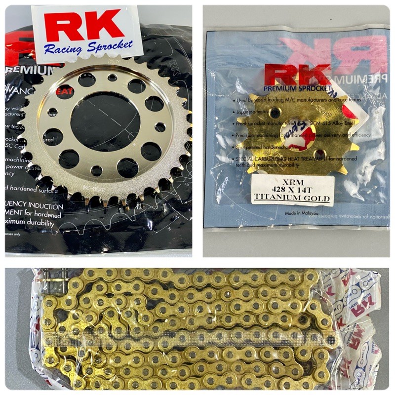 RK CHAIN & SPROCKET SET WAVE100/125/XRM STEEL 428 (Nickel Rear