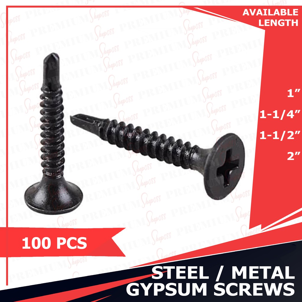 100pcs Gypsum Drywall Screw for Metal Steel Black 6 3/4" 1" 11/4" 11/