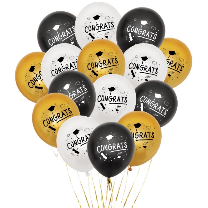 10 Pcs 12 Inch Graduation Season Latex Balloon ~Gold Graduation Cap ...