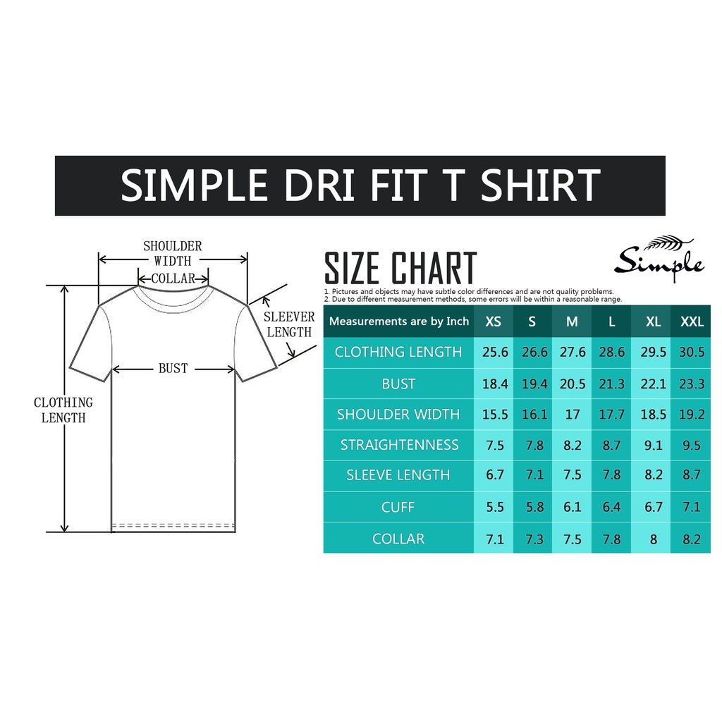 dri fit shirt sizes
