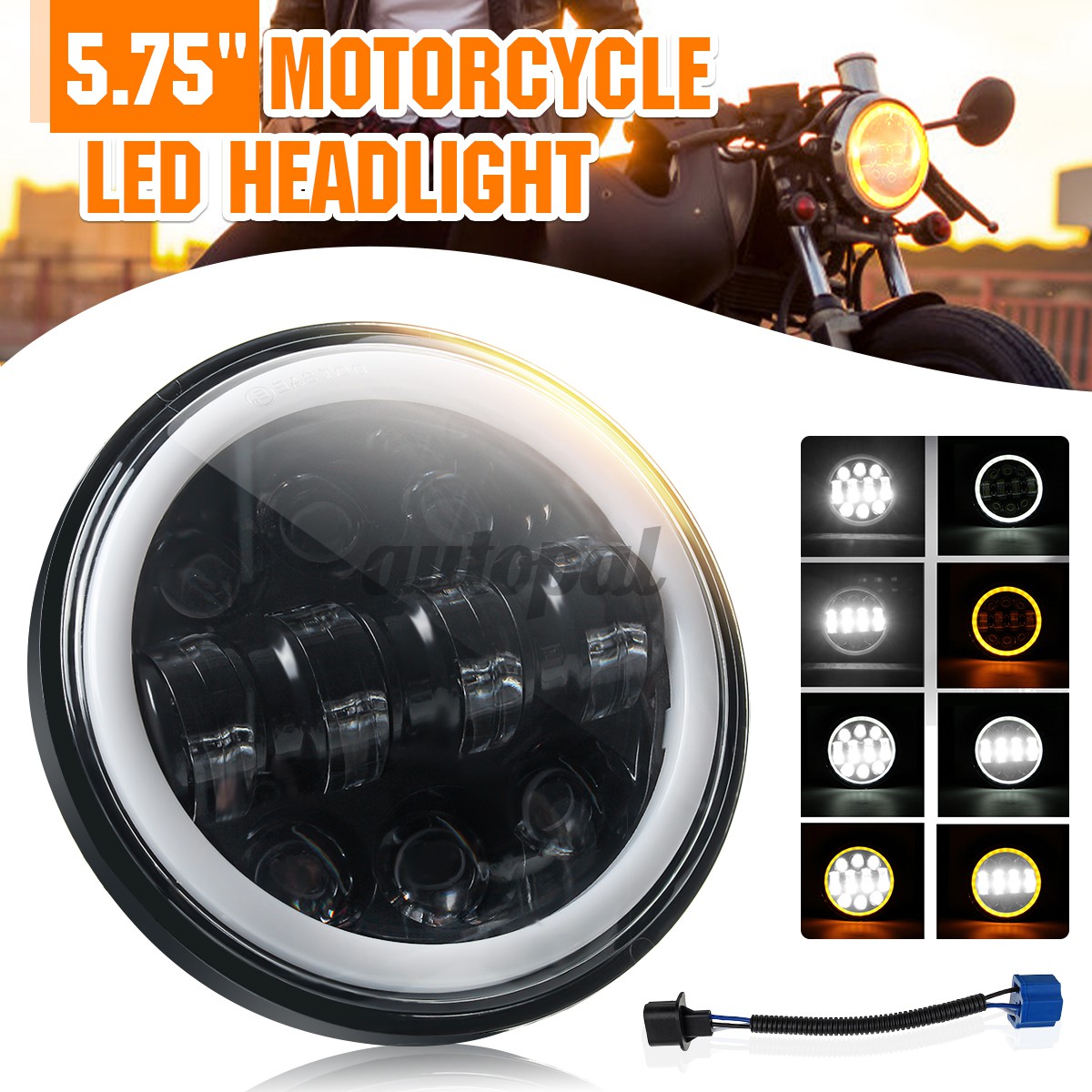 Headlight for Scooter or motorcycle 5 3/4 chrome with bulb high beam indicator
