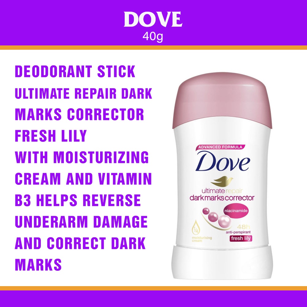 Dove Deodorant Stick Ultimate Repair Dark Marks Corrector Fresh Lily 40G Shopee Philippines