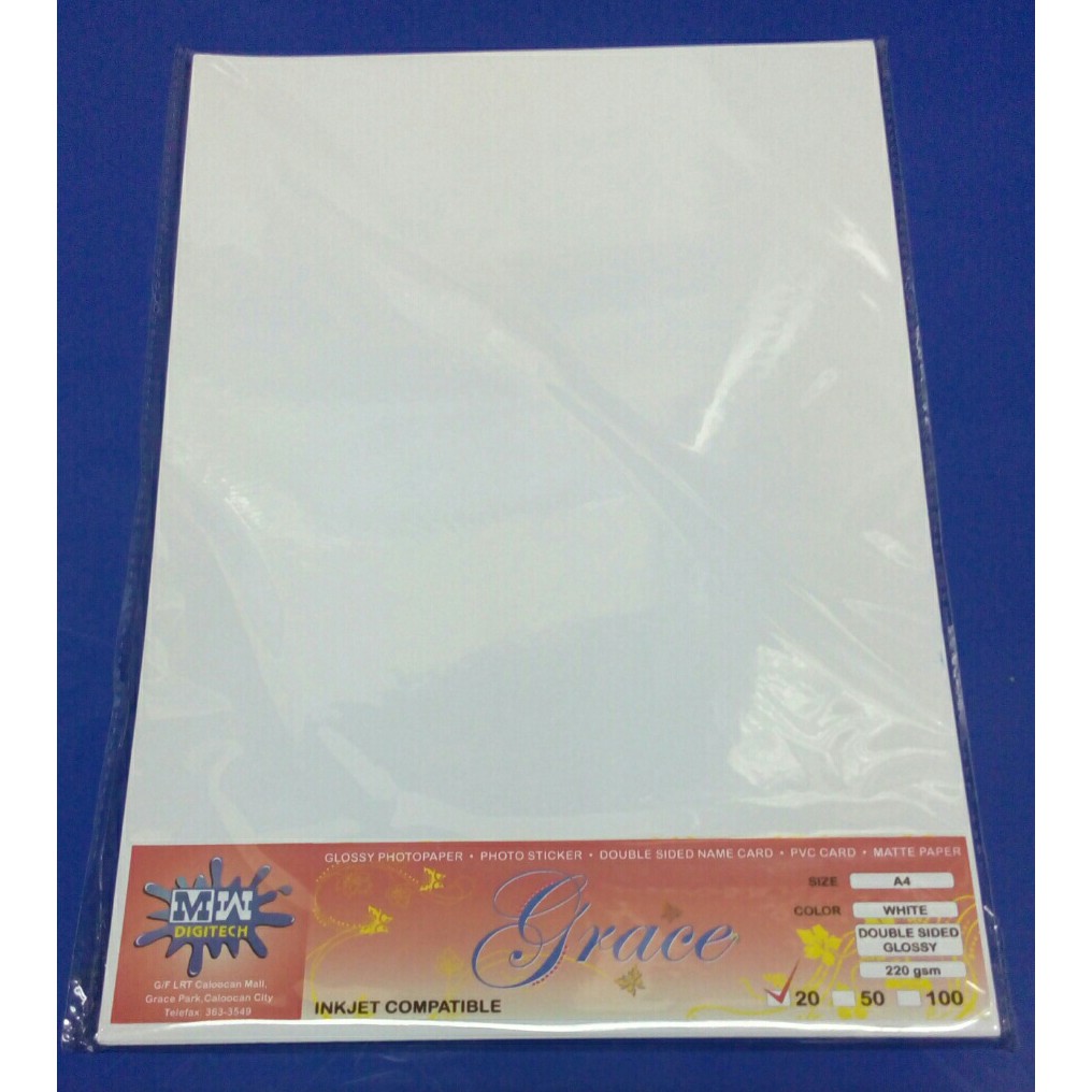 220gsm Double Sided Glossy Photo Paper A4 20 & 50 pieces | Shopee  Philippines