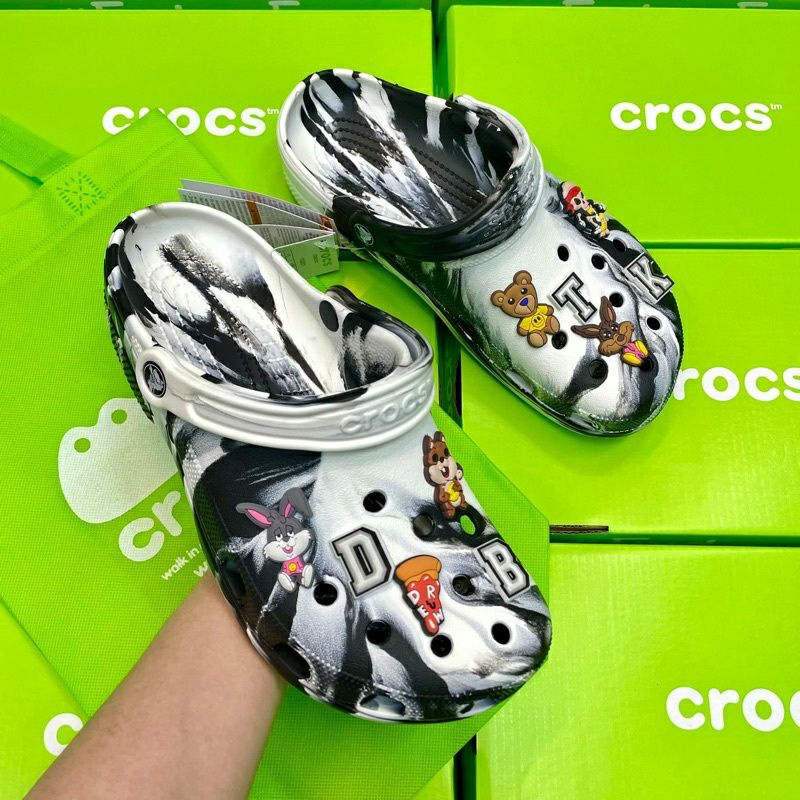 Crocs classic graphic tie dye clog OEM for men's free eco bag | Shopee ...