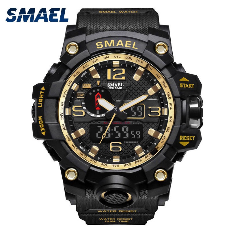 SMAEL Mens Watches S Shock Digital Sport Led Watch Dual Time Men ...