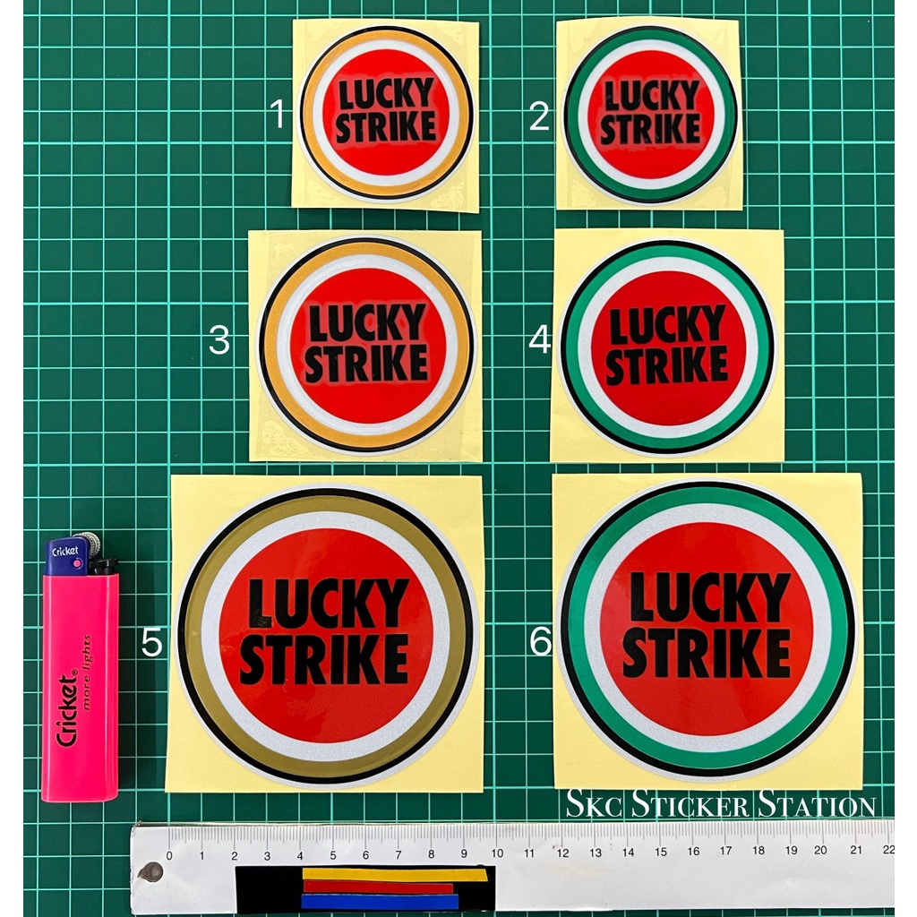 Lucky Strike (3 Sizes Avaiable) Sticker Cutting Overlapping Reflective ...