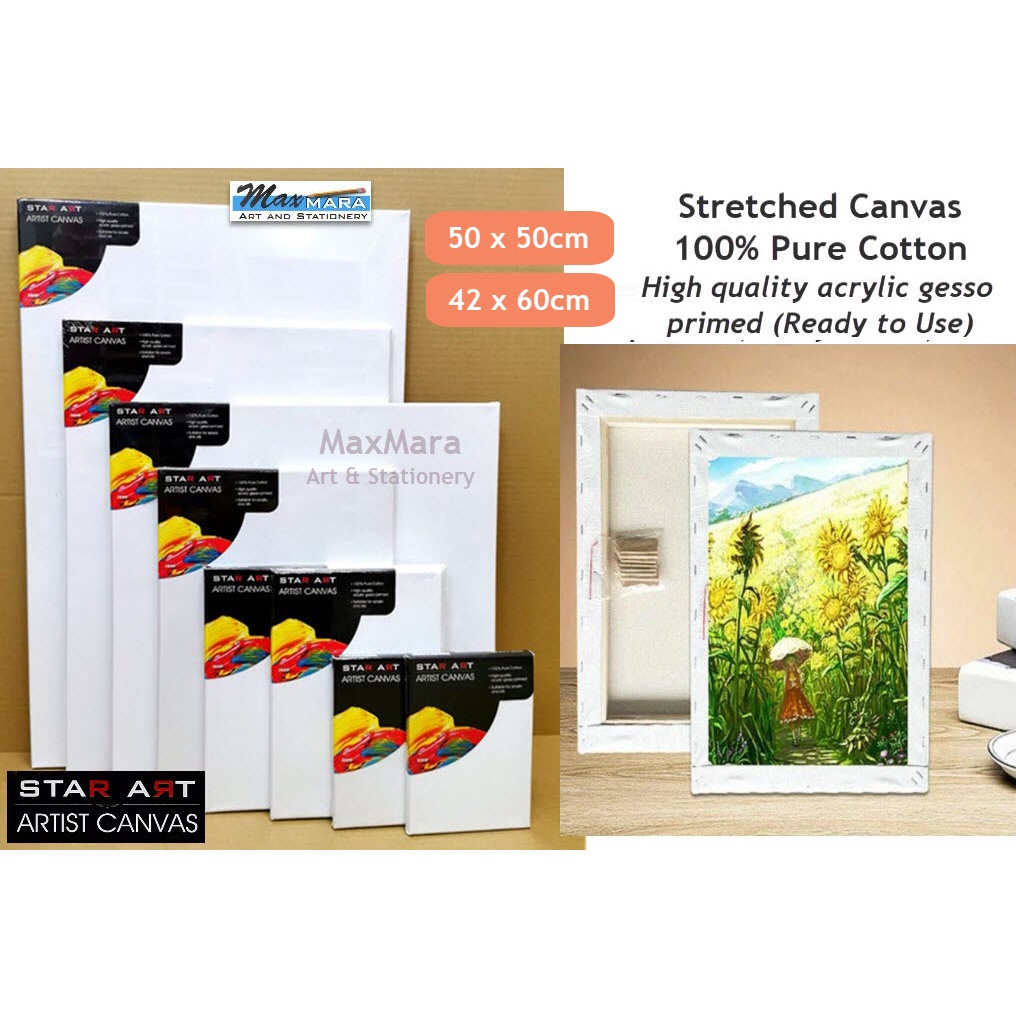 (Maxmara Art) Stretched Blank Canvas 100 Cotton Primed Blank Canvas