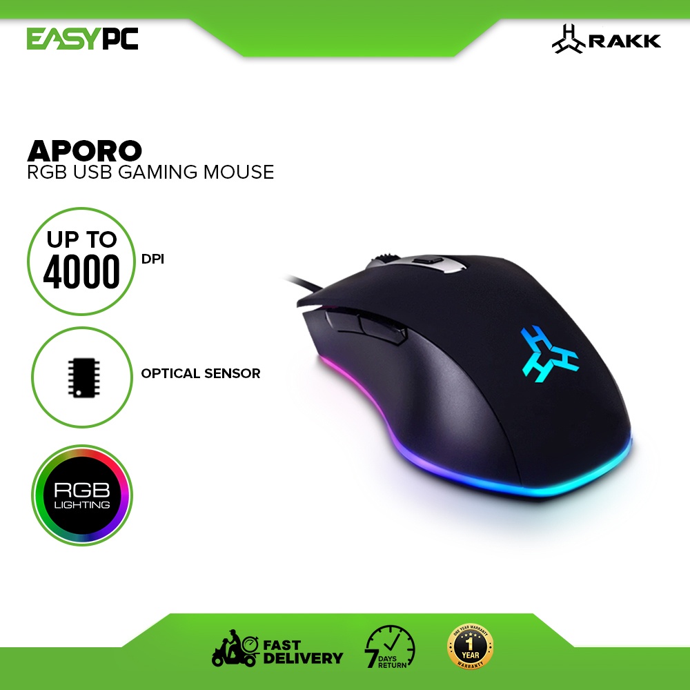 Rakk Aporo RGB Gaming Mouse Usb 4000 dpi Avago 3050 Best Seller for ...