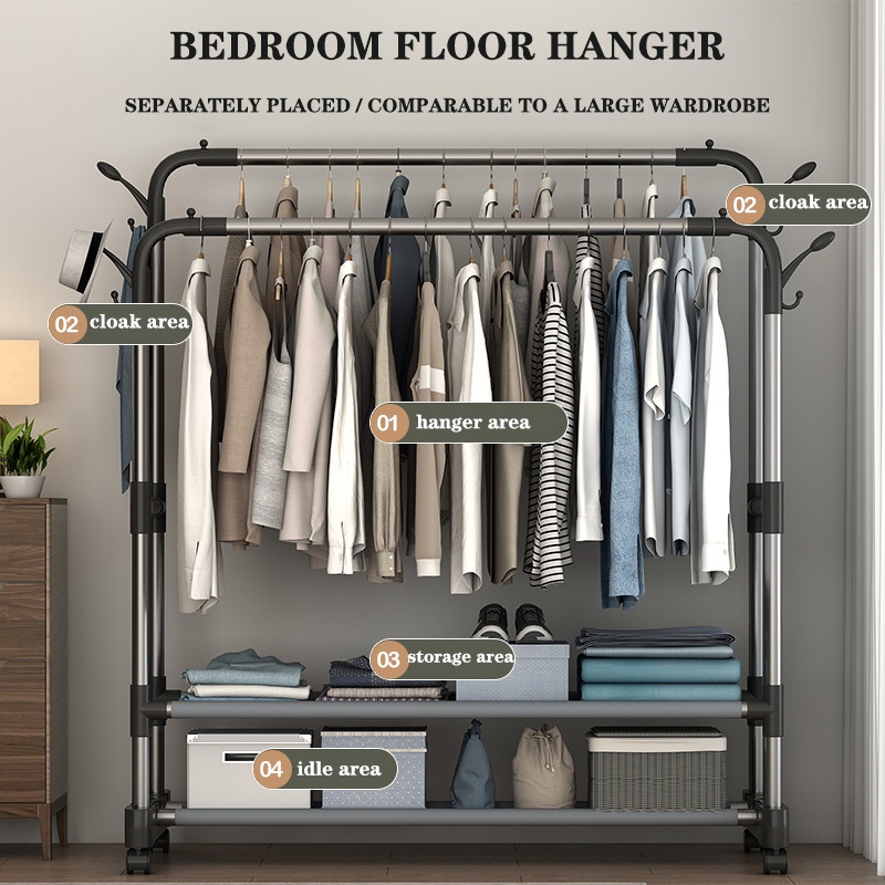 Coat Rack Floor Hanger Indoor Hanger Balcony Simple Storage Bedroom