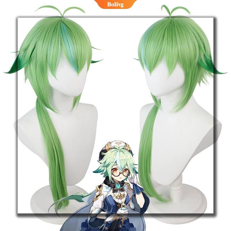 Genshin Impact Sucrose Cosplay 80cm Long Wig Green Apple Wig Cosplay